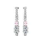 Elongated Cushion Morganite Bezel Set Diamond Drop Earrings - GeumJewels