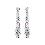 Elongated Cushion Morganite Bezel Set Diamond Drop Earrings - GeumJewels
