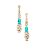 Elongated Cushion Paraiba Tourmaline Bezel Set Diamond Drop Earrings - GeumJewels