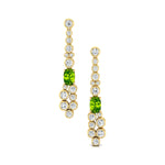 Elongated Cushion Peridot Bezel Set Diamond Drop Earrings - GeumJewels