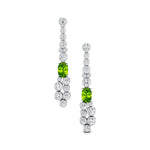 Elongated Cushion Peridot Bezel Set Diamond Drop Earrings - GeumJewels