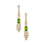 Elongated Cushion Peridot Bezel Set Diamond Drop Earrings - GeumJewels