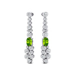 Elongated Cushion Peridot Bezel Set Diamond Drop Earrings - GeumJewels