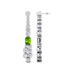Elongated Cushion Peridot Bezel Set Diamond Drop Earrings - GeumJewels