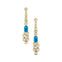 Elongated Cushion Swiss Blue Topaz Bezel Set Diamond Drop Earrings - GeumJewels