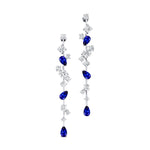 Fancy Blue Sapphire Cluster Drop Earrings - GeumJewels