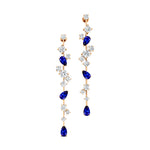 Fancy Blue Sapphire Cluster Drop Earrings - GeumJewels