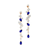 Fancy Blue Sapphire Cluster Drop Earrings - GeumJewels