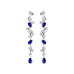 Fancy Blue Sapphire Cluster Drop Earrings - GeumJewels