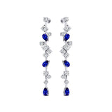 Fancy Blue Sapphire Cluster Drop Earrings - GeumJewels