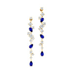 Fancy Blue Sapphire Cluster Drop Earrings - GeumJewels