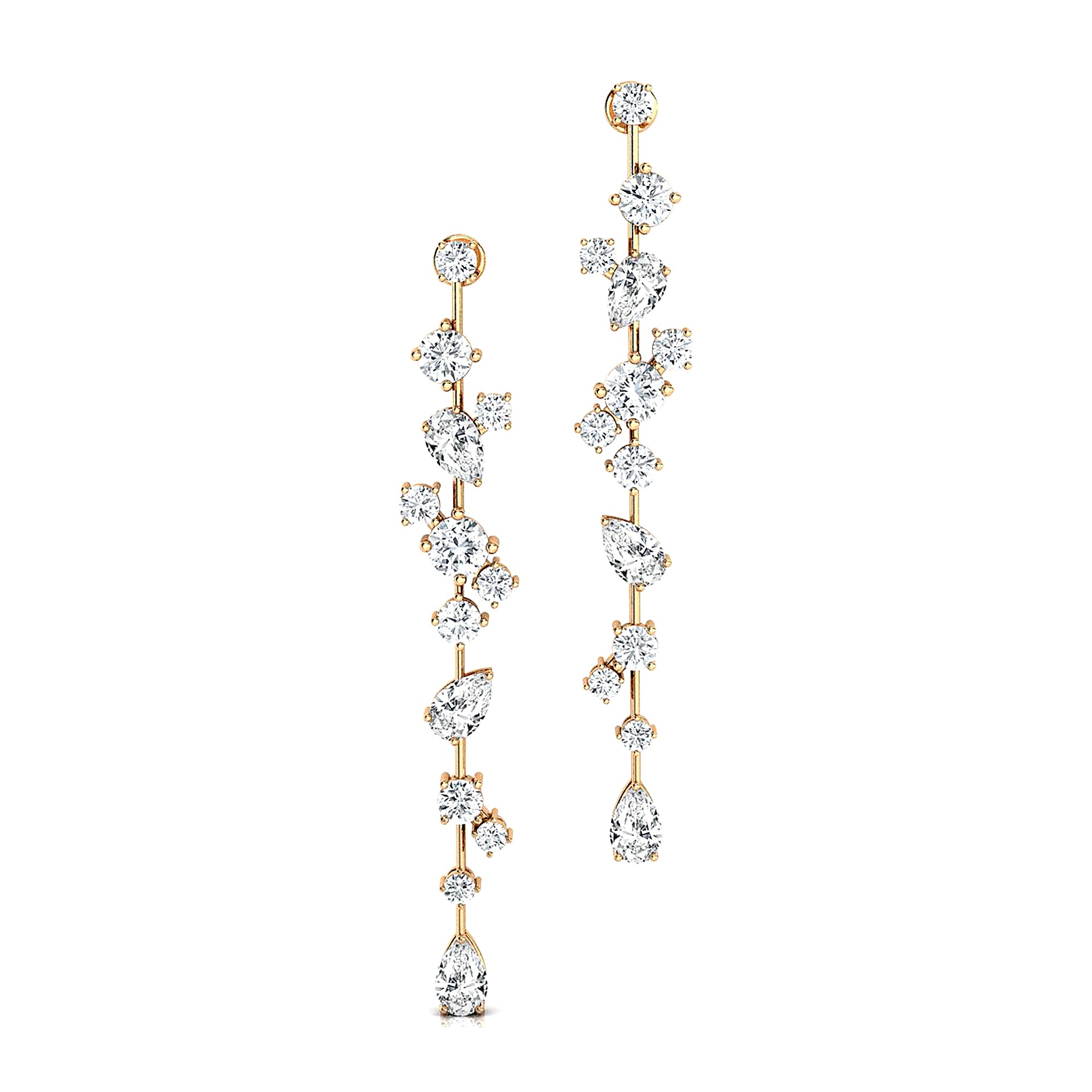 Fancy Diamond Cluster Lab Diamond Drop Earrings - GeumJewels