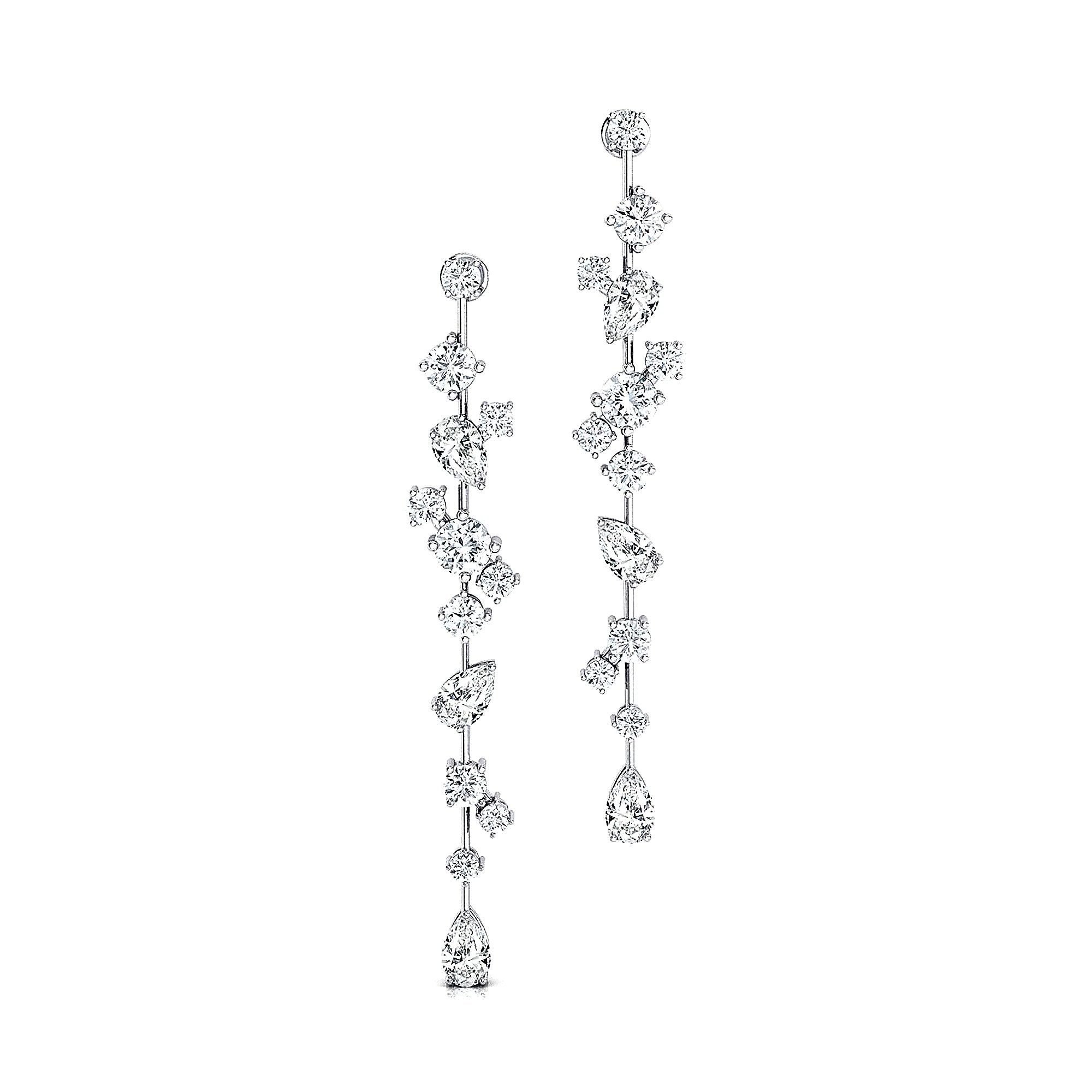 Fancy Diamond Cluster Lab Diamond Drop Earrings - GeumJewels