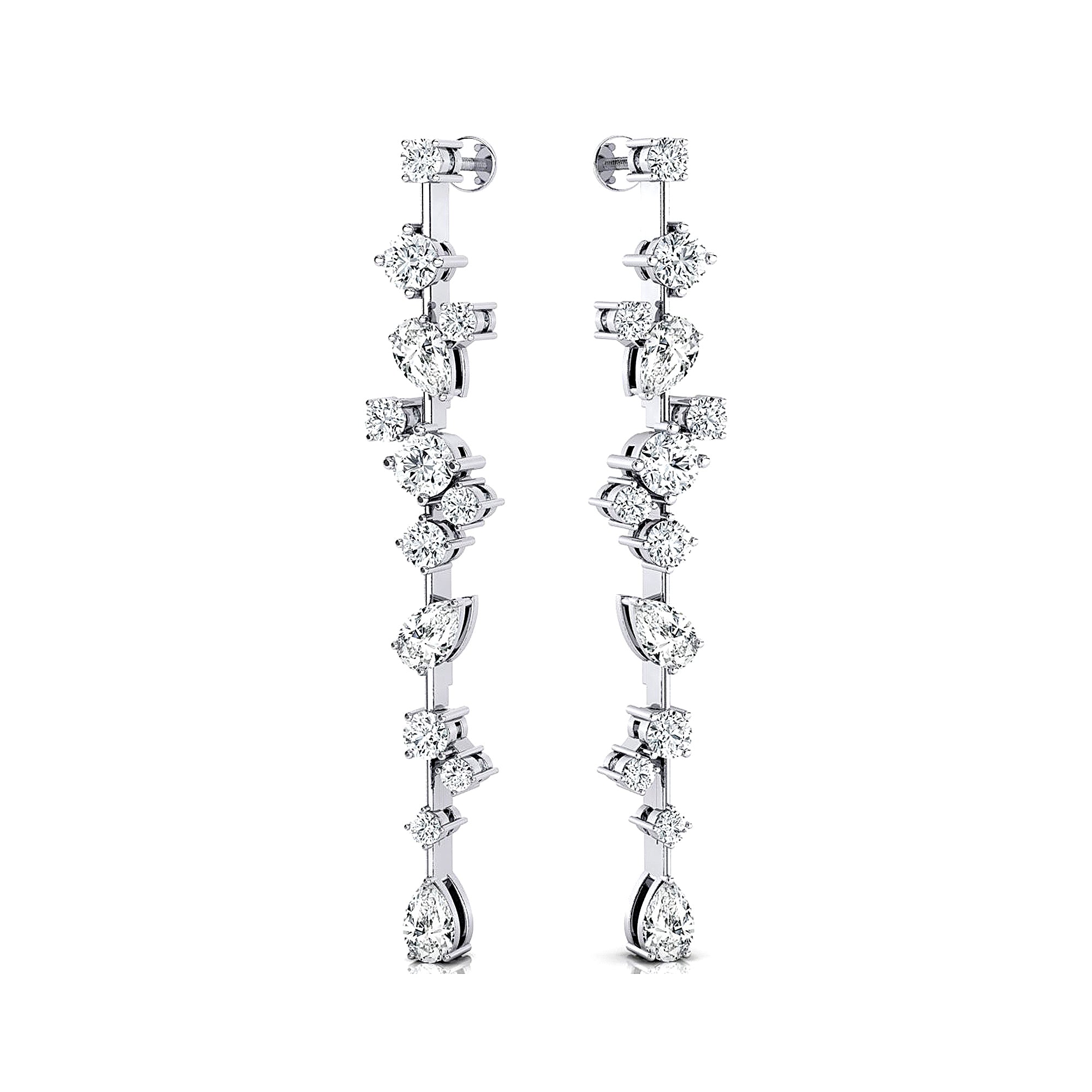 Fancy Diamond Cluster Lab Diamond Drop Earrings - GeumJewels