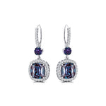 Halo Diamond Cushion Cut Alexandrite Dangle Earrings - GeumJewels