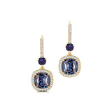 Halo Diamond Cushion Cut Alexandrite Dangle Earrings - GeumJewels