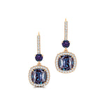 Halo Diamond Cushion Cut Alexandrite Dangle Earrings - GeumJewels
