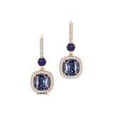 Halo Diamond Cushion Cut Alexandrite Dangle Earrings - GeumJewels