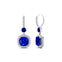 Halo Diamond Cushion Cut Blue Sapphire Dangle Earrings - GeumJewels