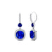 Halo Diamond Cushion Cut Blue Sapphire Dangle Earrings - GeumJewels