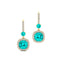 Halo Diamond Cushion Cut Paraiba Tourmaline Dangle Earrings - GeumJewels