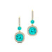 Halo Diamond Cushion Cut Paraiba Tourmaline Dangle Earrings - GeumJewels