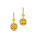 Halo Diamond Cushion Cut Yellow Sapphire Dangle Earrings - GeumJewels