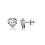 Heart Shaped Lab Diamond Halo Diamond Stud Earrings - GeumJewels