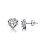 Heart Shaped Lab Diamond Halo Diamond Stud Earrings - GeumJewels