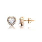 Heart Shaped Lab Diamond Halo Diamond Stud Earrings - GeumJewels