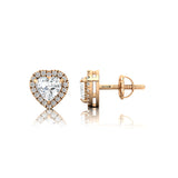 Heart Shaped Lab Diamond Halo Diamond Stud Earrings - GeumJewels