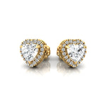 Heart Shaped Lab Diamond Halo Diamond Stud Earrings - GeumJewels