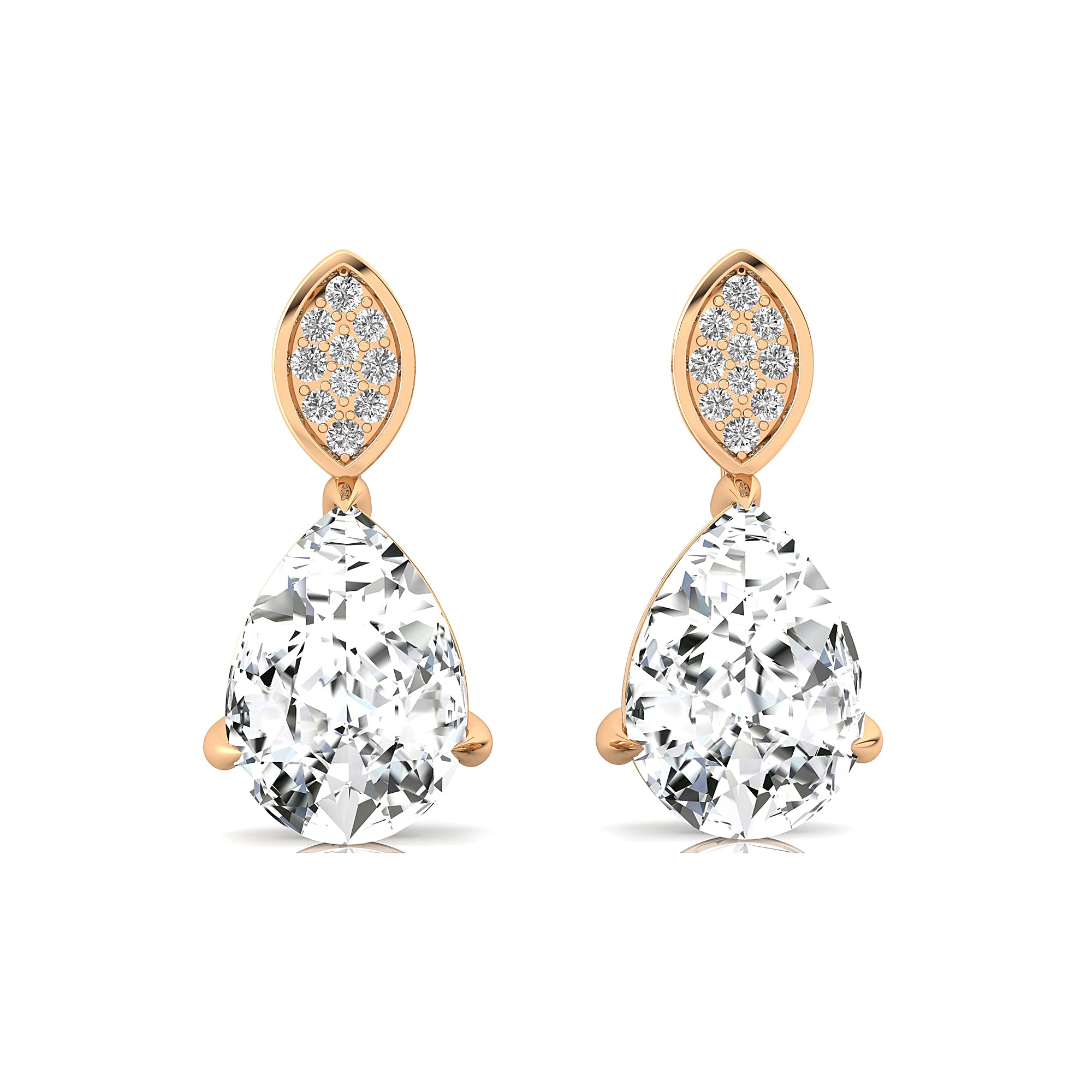 Illussion Set Diamond Earrings with Pear Cut Lab Diamond - GeumJewels