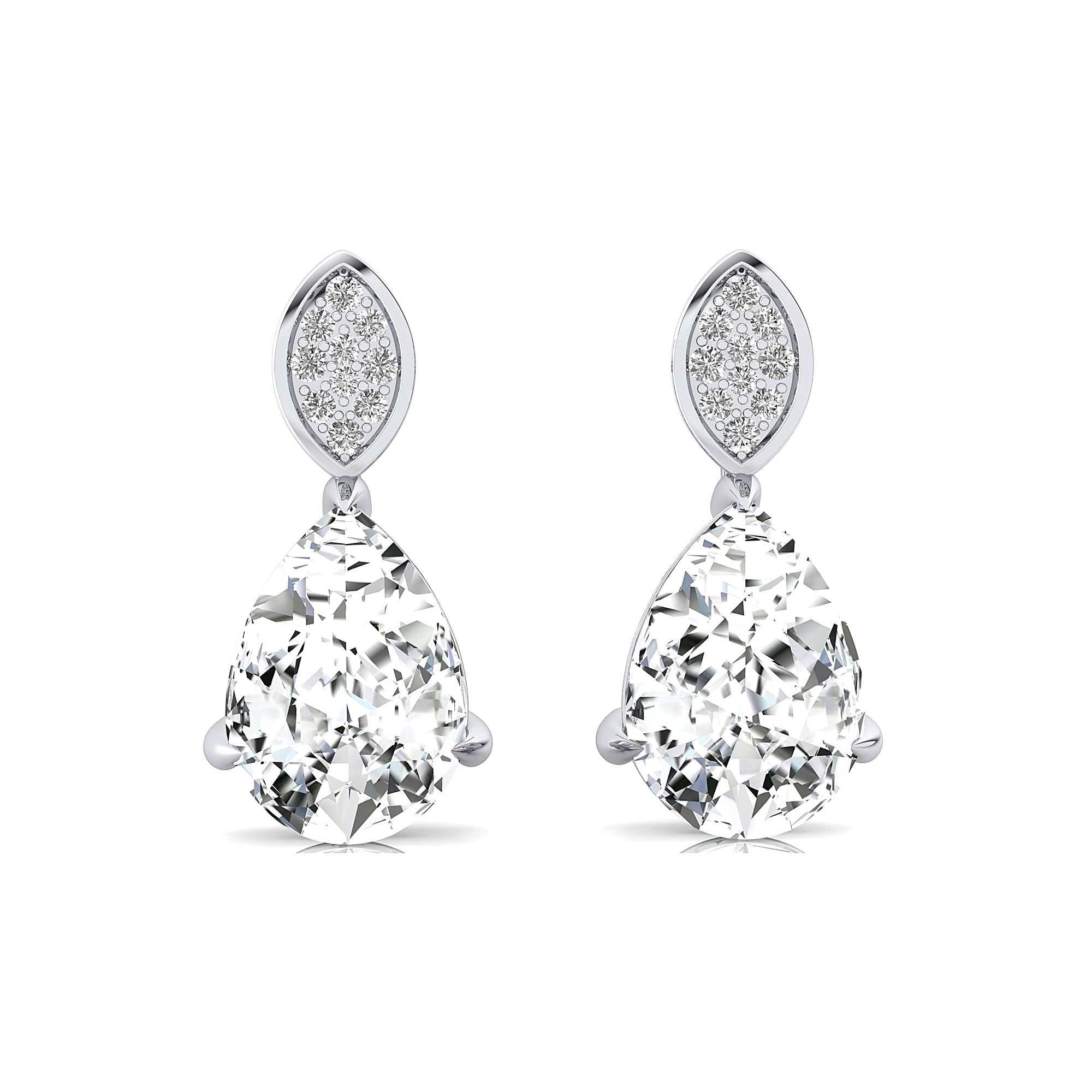 Illussion Set Diamond Earrings with Pear Cut Lab Diamond - GeumJewels
