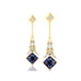 Inverted Princess Cut Alexandrite Drop Earrings with Diamonds - GeumJewels