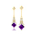 Inverted Princess Cut Amethyst Drop Earrings with Diamonds - GeumJewels