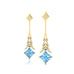 Inverted Princess Cut Aquamarine Drop Earrings with Diamonds - GeumJewels