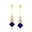 Inverted Princess Cut Blue Sapphire Drop Earrings with Diamonds - GeumJewels