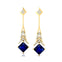 Inverted Princess Cut Blue Sapphire Drop Earrings with Diamonds - GeumJewels