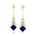 Inverted Princess Cut Blue Sapphire Drop Earrings with Diamonds - GeumJewels