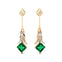 Inverted Princess Cut Emerald Drop Earrings with Diamonds - GeumJewels