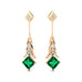Inverted Princess Cut Emerald Drop Earrings with Diamonds - GeumJewels