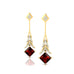 Inverted Princess Cut Garnet Drop Earrings with Diamonds - GeumJewels
