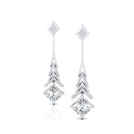 Inverted Princess Cut Lab Diamond Drop Earrings with Diamonds - GeumJewels