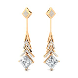 Inverted Princess Cut Lab Diamond Drop Earrings with Diamonds - GeumJewels