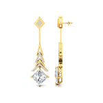 Inverted Princess Cut Lab Diamond Drop Earrings with Diamonds - GeumJewels