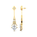 Inverted Princess Cut Lab Diamond Drop Earrings with Diamonds - GeumJewels