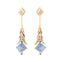 Inverted Princess Cut Moonstone Drop Earrings with Diamonds - GeumJewels