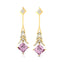 Inverted Princess Cut Morganite Drop Earrings with Diamonds - GeumJewels