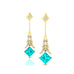 Inverted Princess Cut Paraiba Tourmaline Drop Earrings with Diamonds - GeumJewels